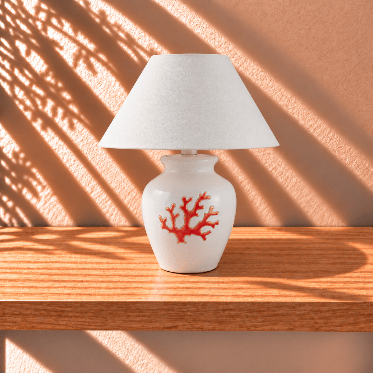 Base lampada con motivo corallo rosso - Artigianato Pasella