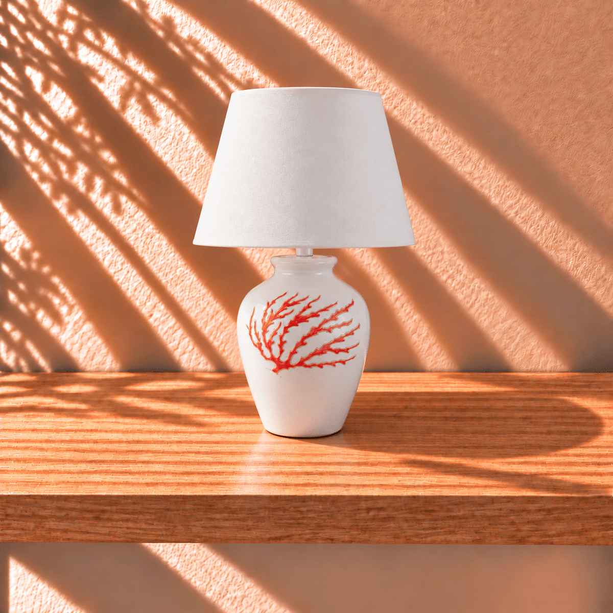 Base lampada con motivo corallo rosso, cm 30 - Artigianato Pasella
