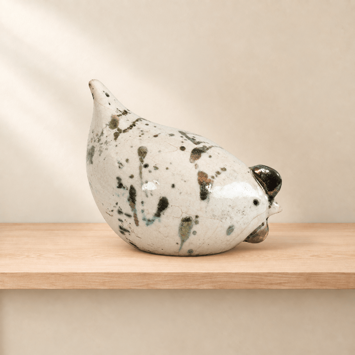 Chioccia raku bianca - Artigianato Pasella