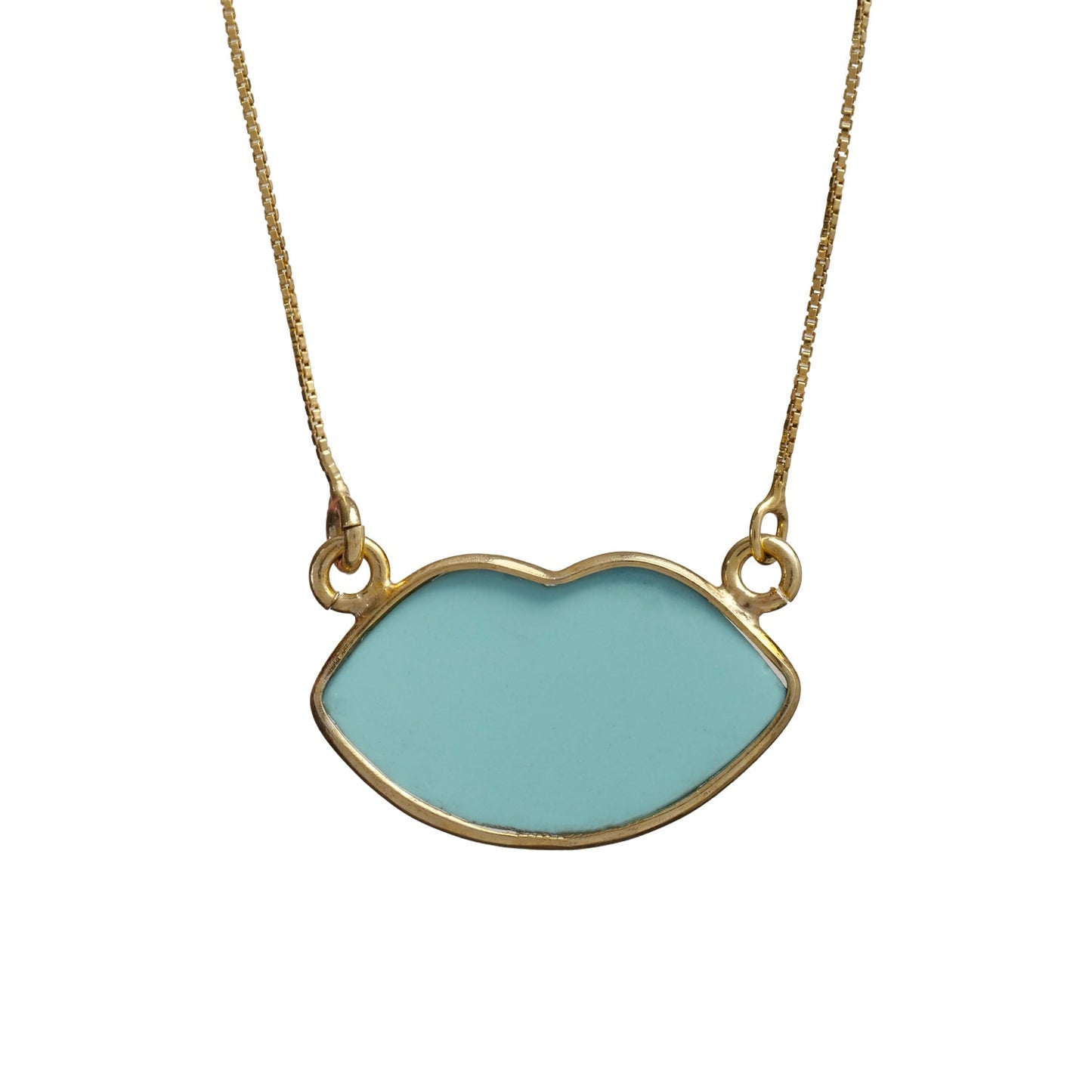 Collana Artigianale in Argento con Pendente Labbra in Pasta Turchese - Artigianato Pasella