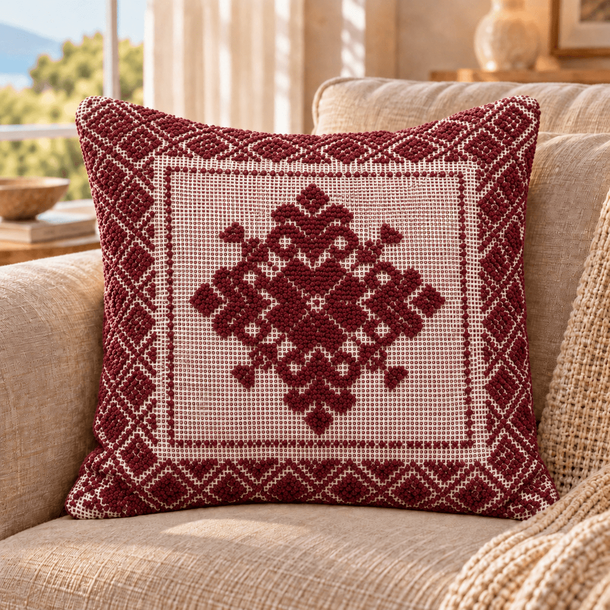 Cuscino in cotone decoro giglio - Artigianato Pasella