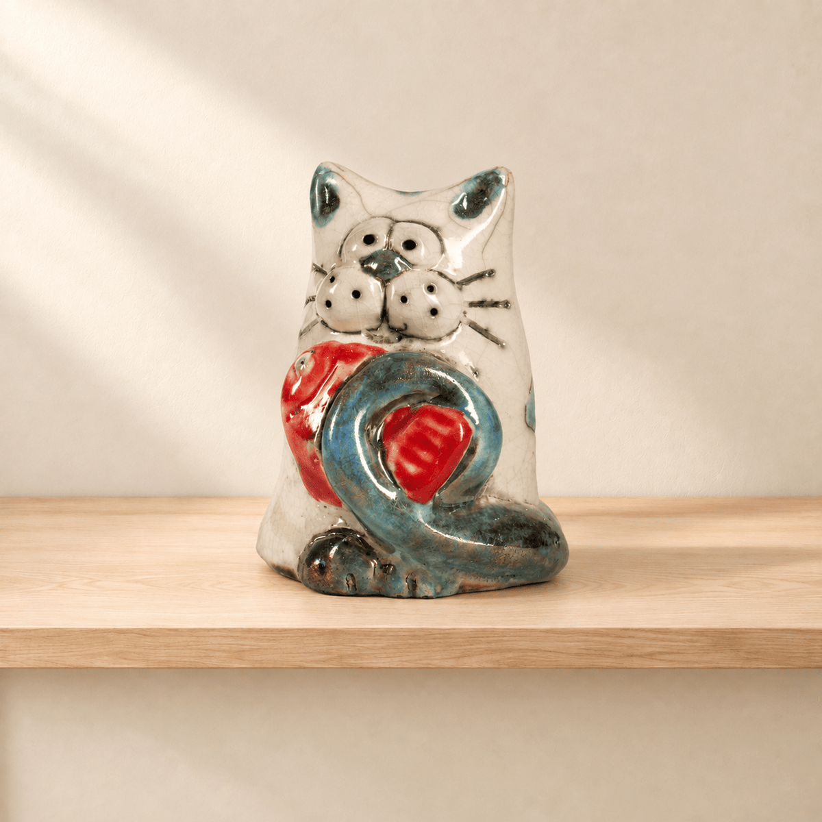Gatto in Ceramica Raku - Artigianato Pasella