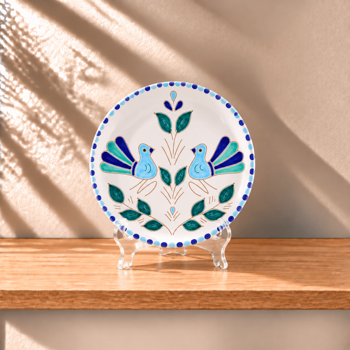 Piatto da Portata in Ceramica con Pavoncelle Turchese – 31 cm - Artigianato Pasella