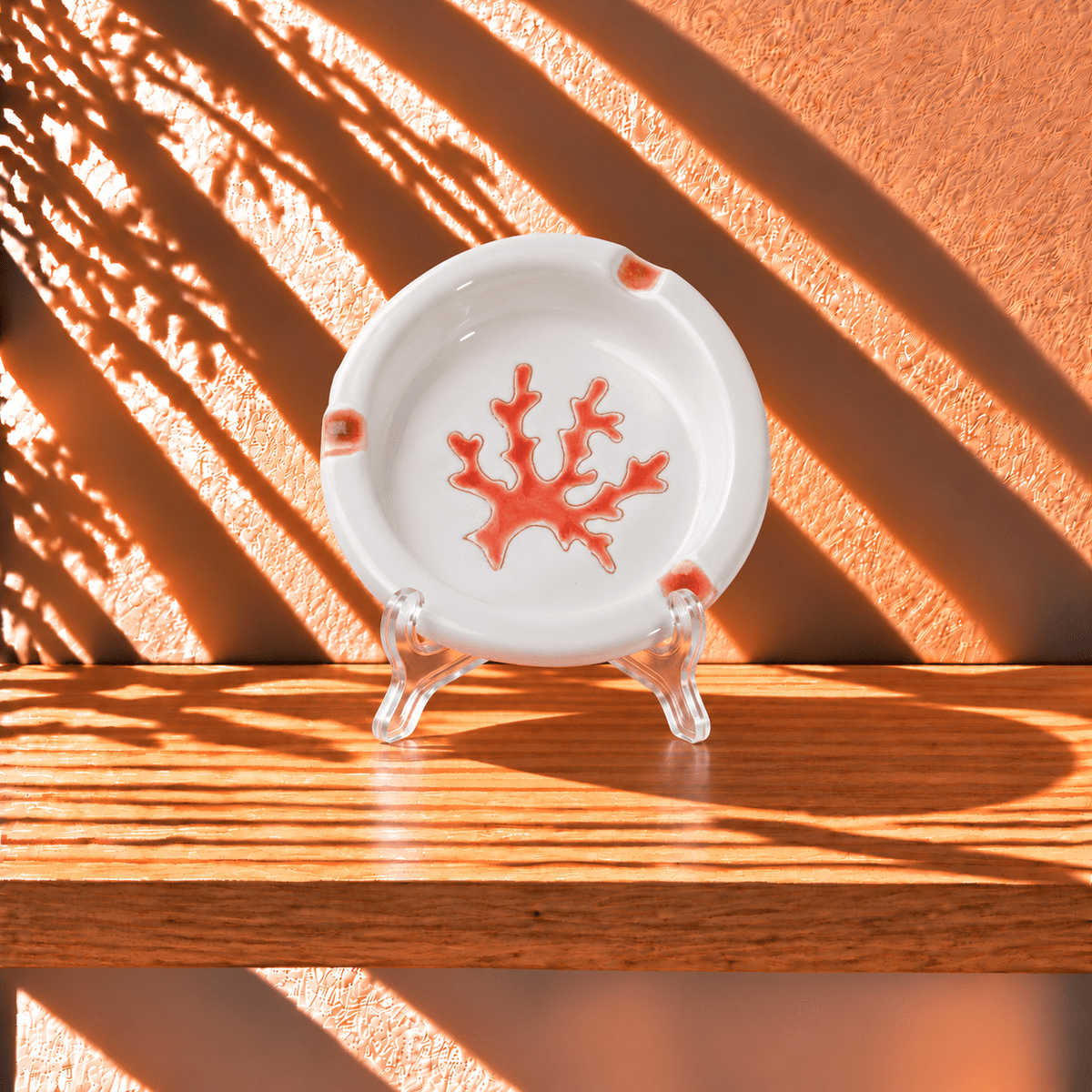 Posacenere rotondo in Ceramica con motivo Corallo Rosso - Artigianato Pasella