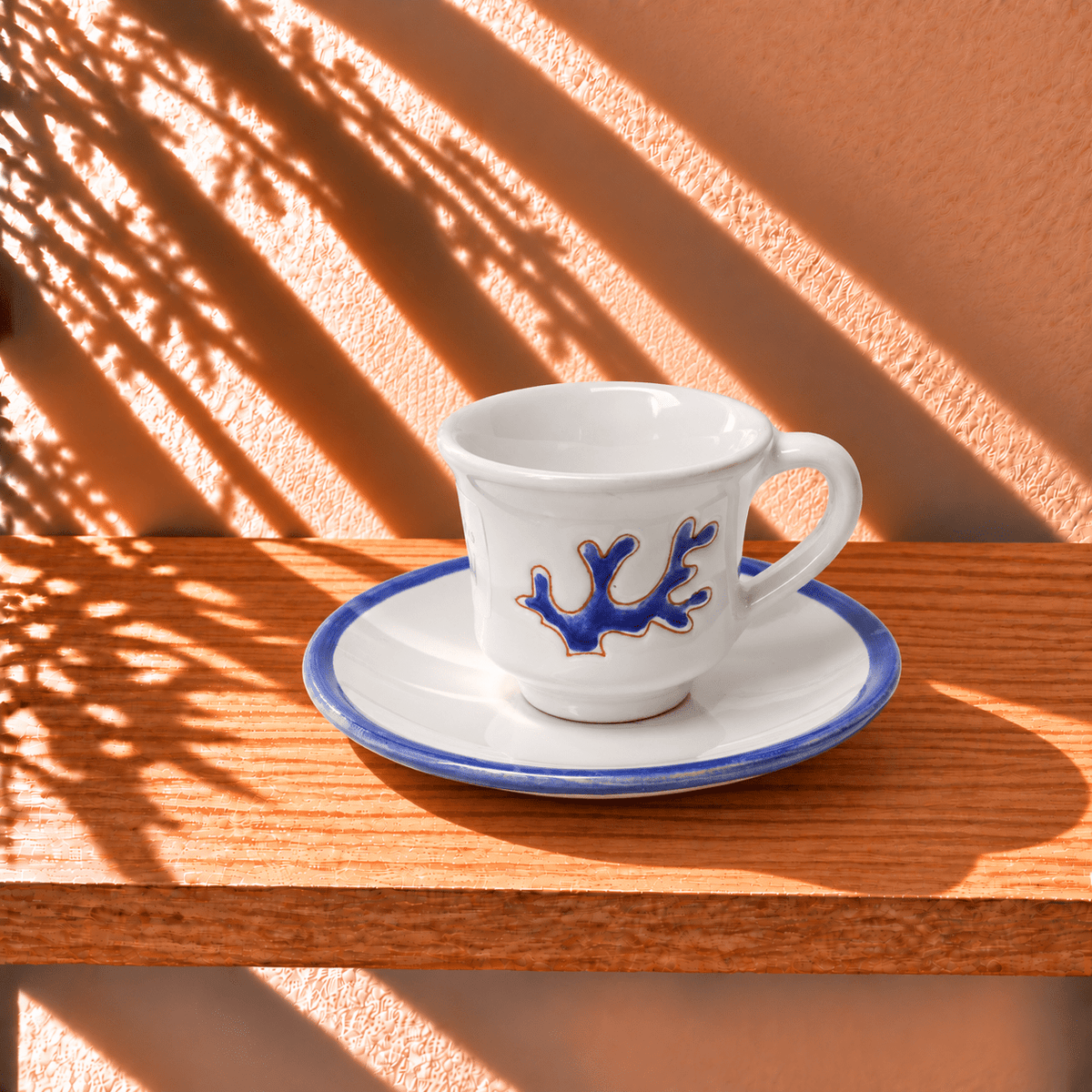 Tazzina da caffè con motivo corallo blu - Artigianato Pasella