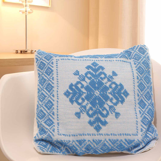 Cuscino in Cotone, Decoro Giglio Turchese