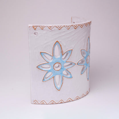 Applique Tegola con motivo fiori celeste, misura grande - Artigianato Pasella