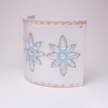 Applique Tegola con motivo fiori celeste, misura grande - Artigianato Pasella