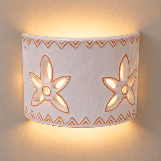Applique Tegola con motivo giglio bianco e cotto, misura piccola - Artigianato Pasella