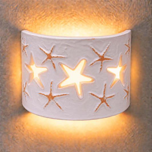 Applique Tegola con motivo stella marina bianco e cotto, misura media - Artigianato Pasella