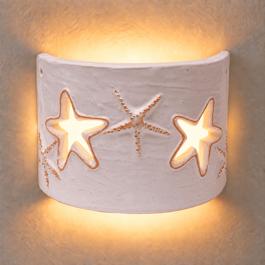 Applique Tegola con motivo stella marina bianco e cotto, misura piccola - Artigianato Pasella