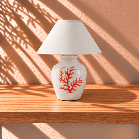 Base lampada con motivo corallo rosso altezza 15 cm - Artigianato Pasella