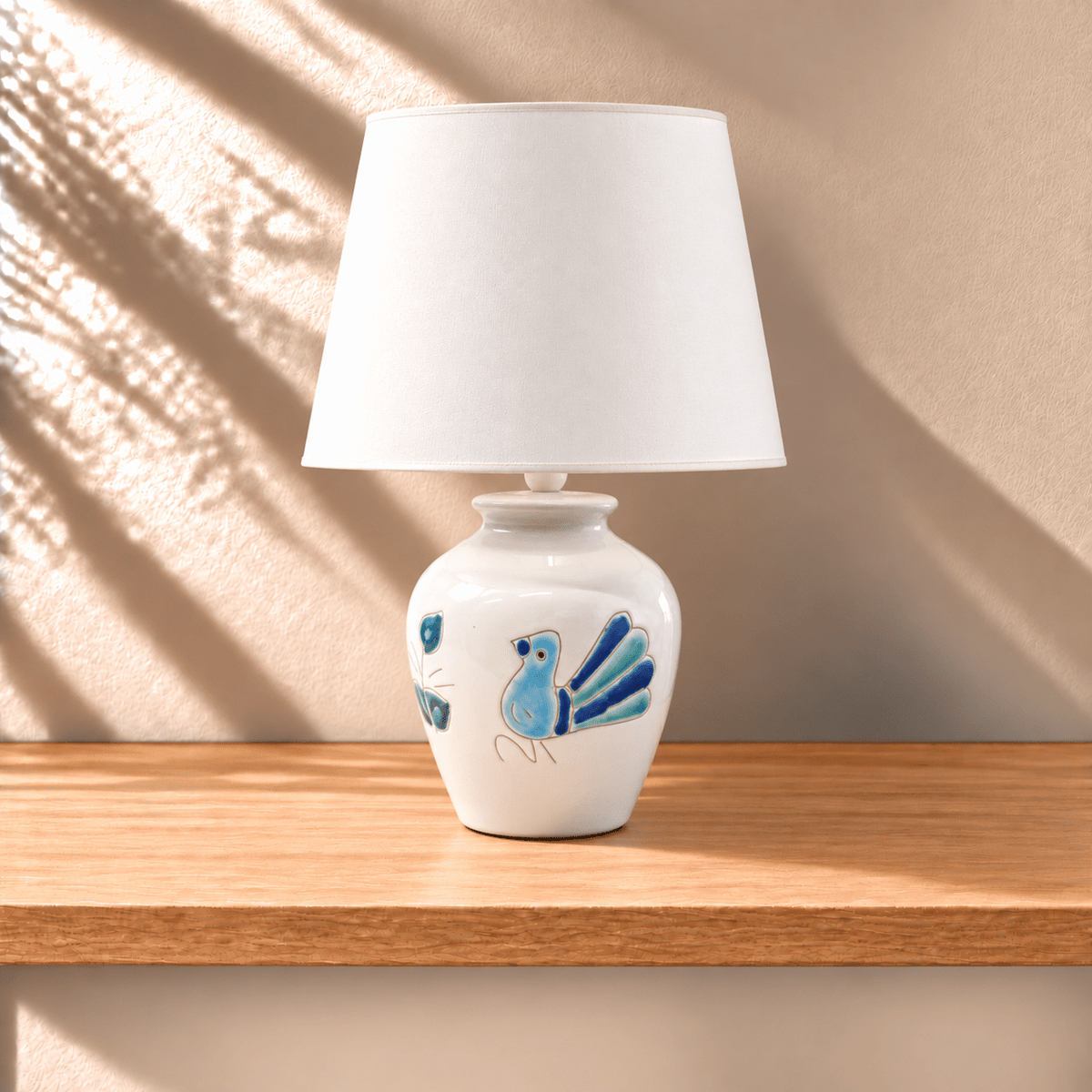 base lampada pavoncella turchese, h 15 cm - Artigianato Pasella