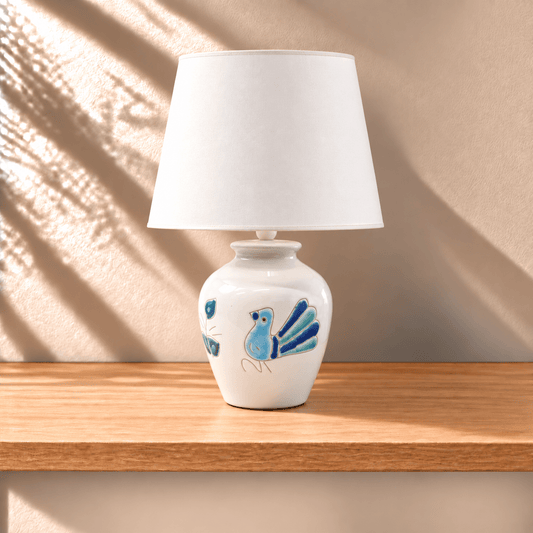 base lampada pavoncella turchese, h 15 cm - Artigianato Pasella