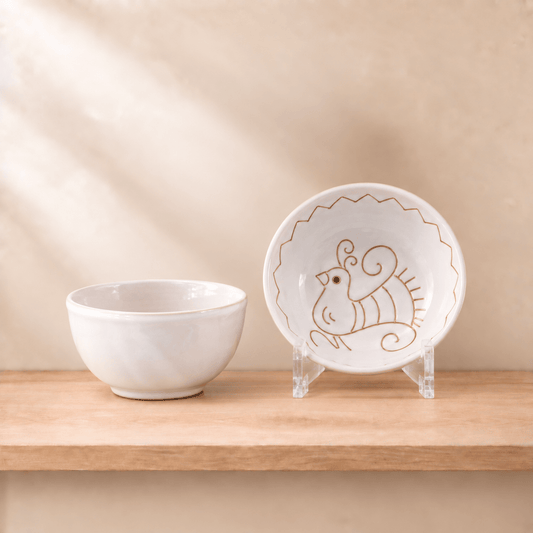 Bowl in Ceramica con Incisione Pavoncella - Artigianato Pasella