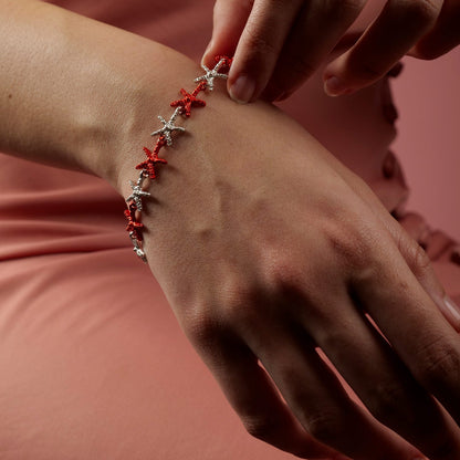 Bracciale in Argento con Stelle Marine Smaltate - Artigianato Pasella