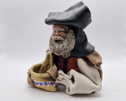 Busto uomo con bisaccia, 16 cm - Artigianato Pasella
