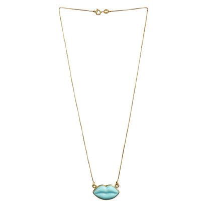 Collana Artigianale in Argento con Pendente Labbra in Pasta Turchese - Artigianato Pasella