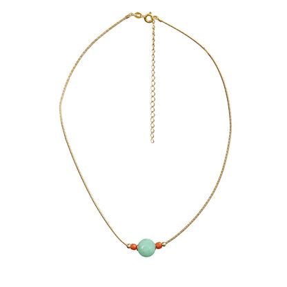 Collana Artigianale in Argento con Quarzo Verde e Corallo - Artigianato Pasella