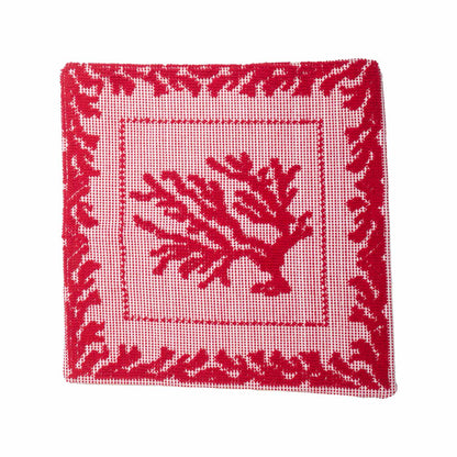 Cuscino in Cotone, Decoro Corallo Rosso - Artigianato Pasella