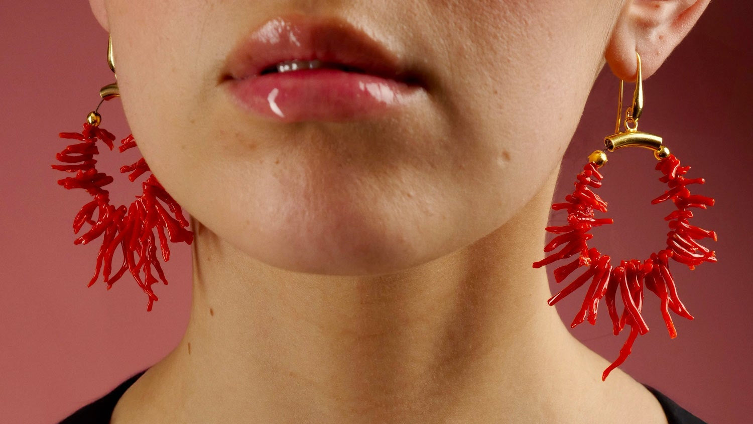 Orecchini Circolari in Argento con Corallo Rosso - Artigianato Pasella
