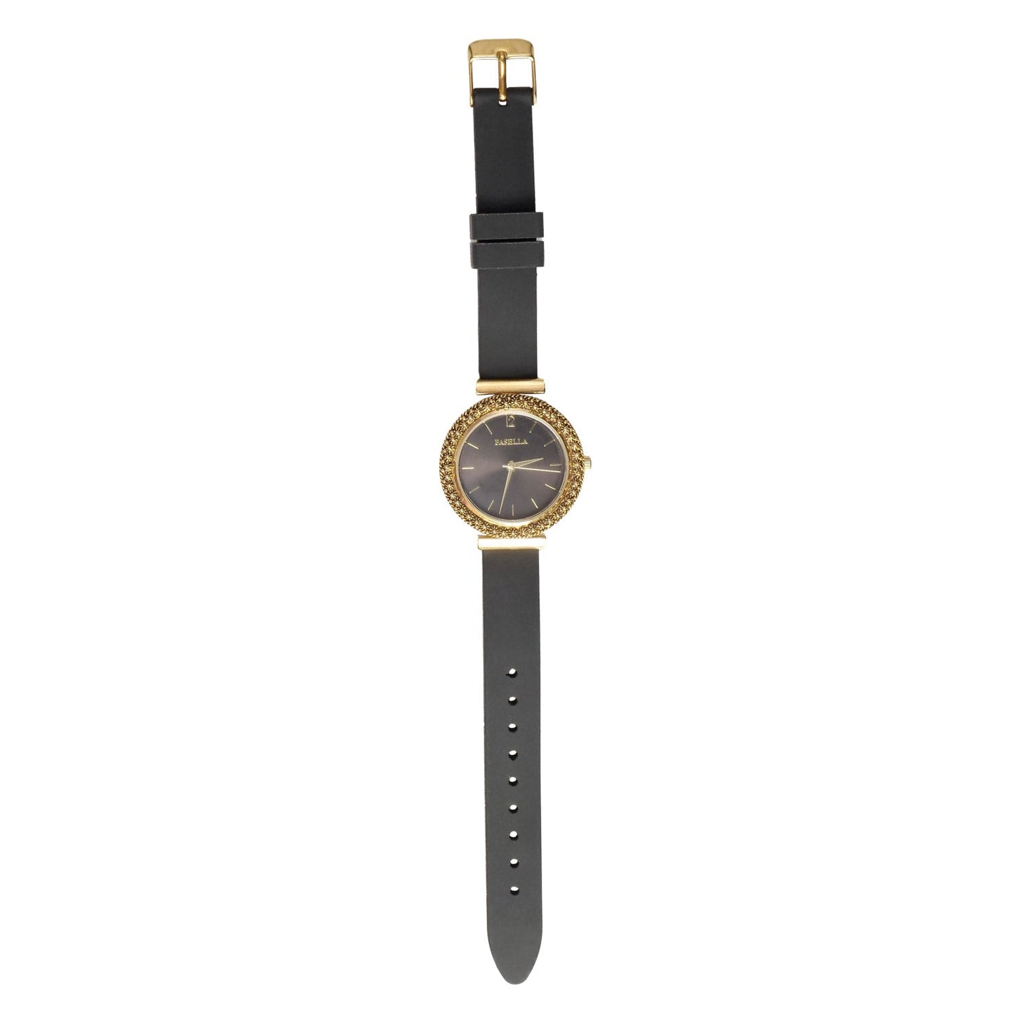 Orologio nero con Ghiera in Filigrana d’Argento + Cinturino in Sughero - Artigianato Pasella