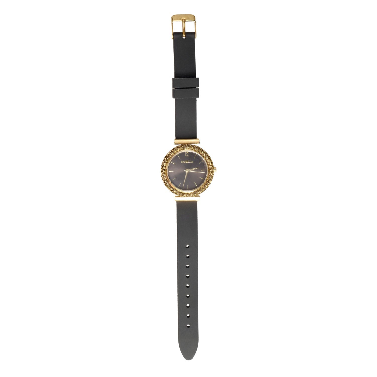 Orologio nero con Ghiera in Filigrana d’Argento + Cinturino in Sughero - Artigianato Pasella