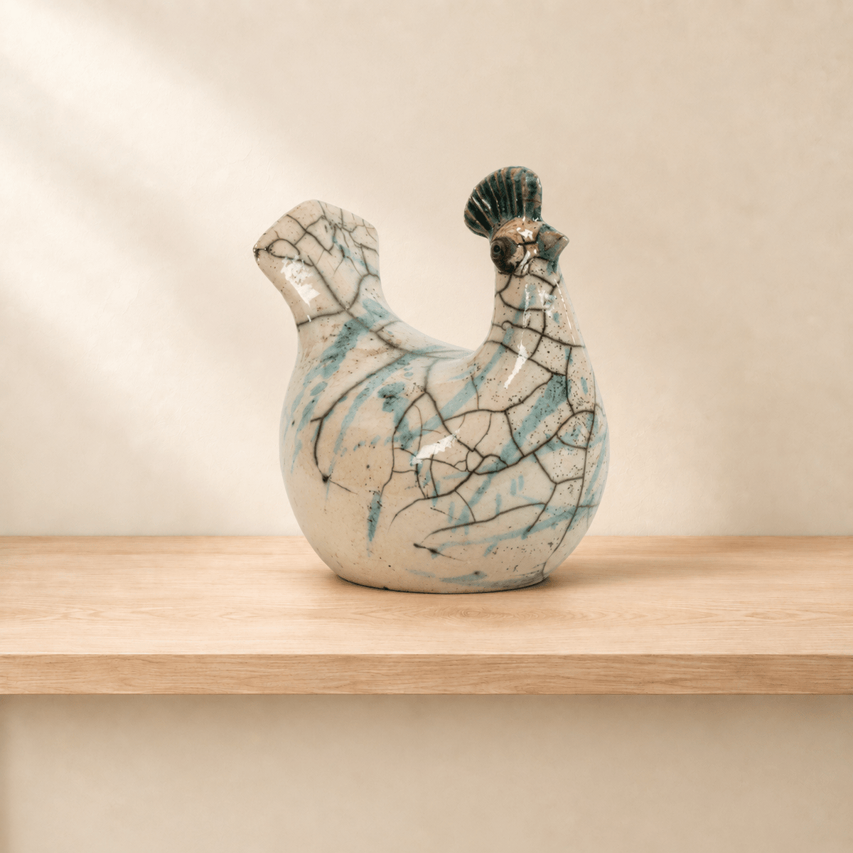 pavoncella raku bianca - Artigianato Pasella