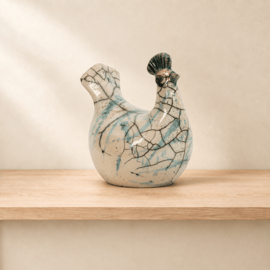 pavoncella raku bianca - Artigianato Pasella