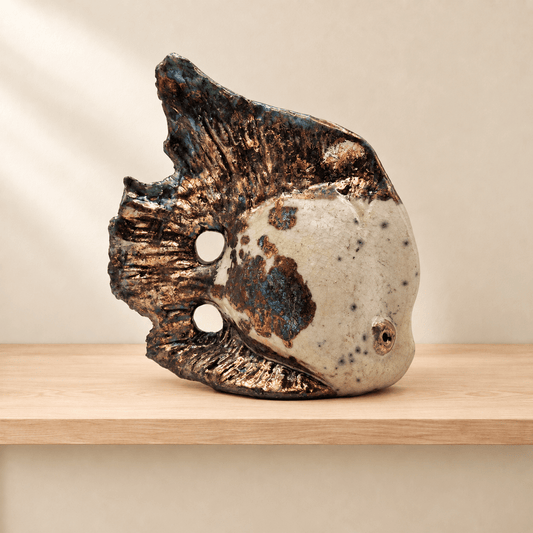 Pesce raku, bianco, 10 cm - Artigianato Pasella