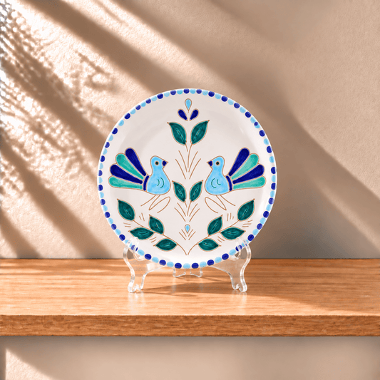 Piatto da Portata in Ceramica con Pavoncelle Turchese – 31 cm - Artigianato Pasella