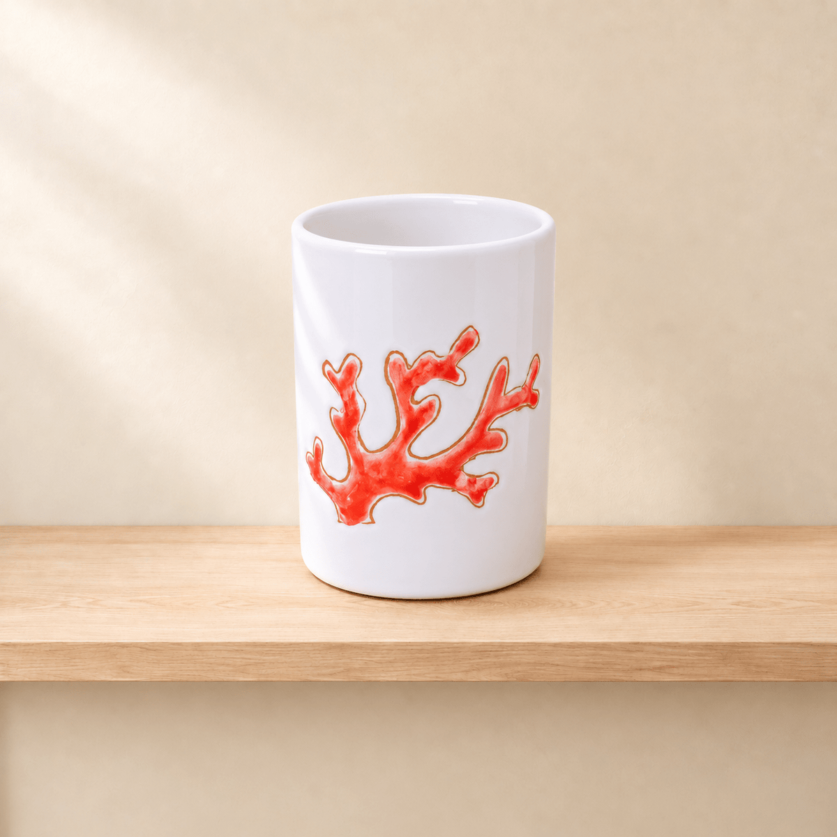 Porta Spazzolini in Ceramica con motivo Corallo Rosso - Artigianato Pasella