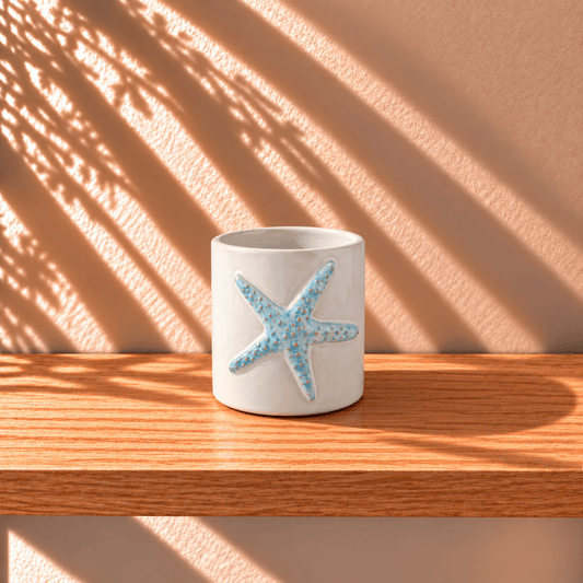 Portaoggetti in Ceramica con motivo Stella Marina in Rilievo – 12 cm - Artigianato Pasella