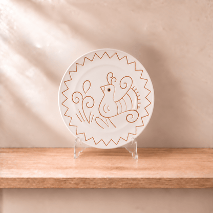 Set piatti con motivo pavoncella bianca - Artigianato Pasella