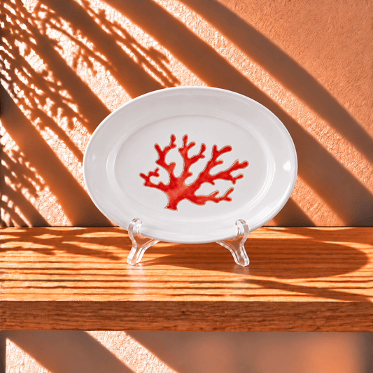 Vassoio in Ceramica con motivo Corallo Rosso - Artigianato Pasella