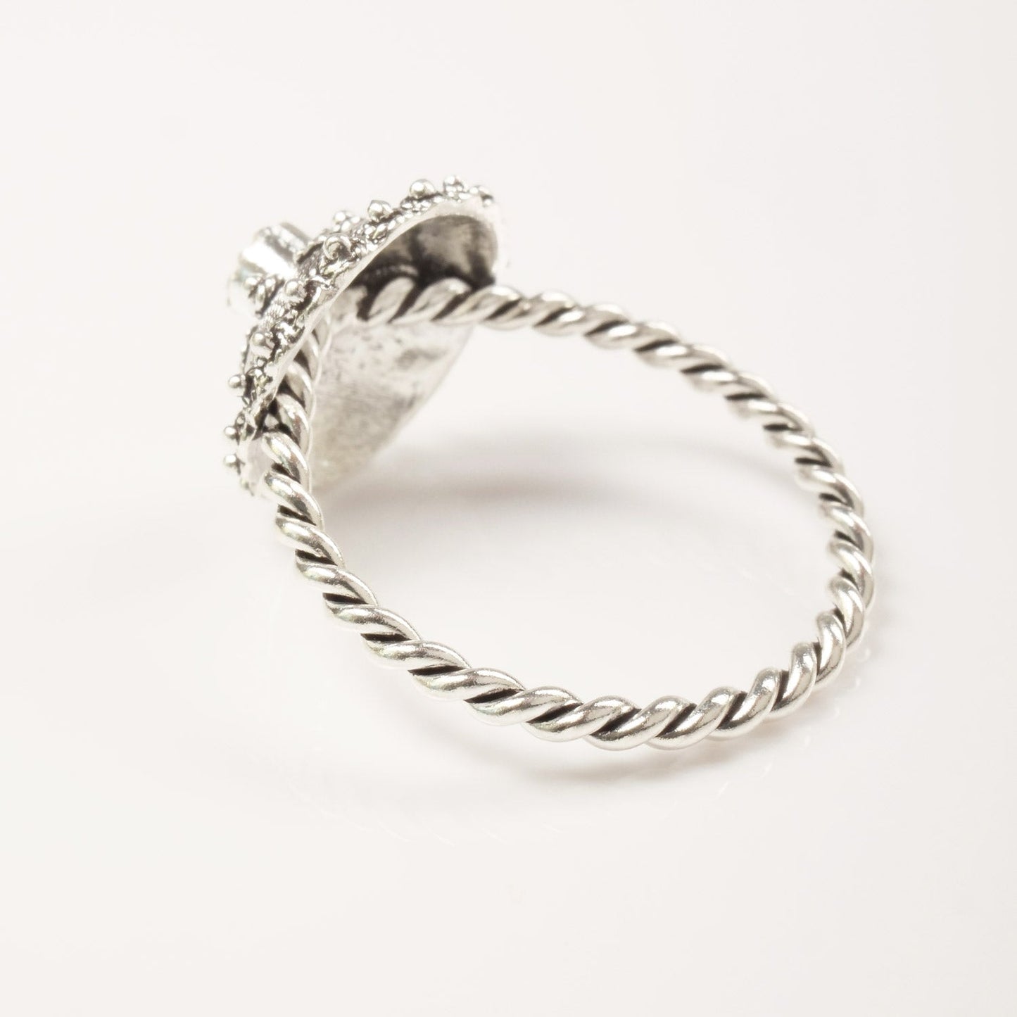 Anello bottone sardo d'argento con pietra onice - Artigianato Pasella