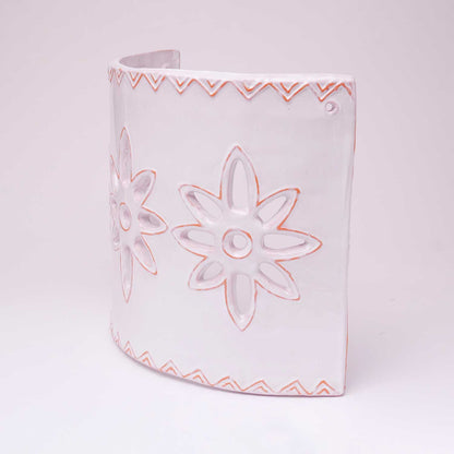 Applique Tegola con motivo fiori bianchi, misura grande - Artigianato Pasella