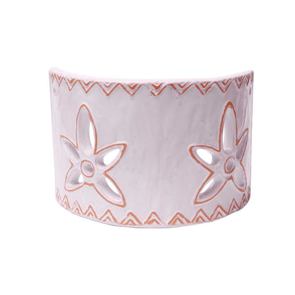 Applique Tegola con motivo giglio bianco e cotto, misura piccola - Artigianato Pasella