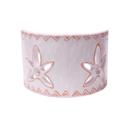 Applique Tegola con motivo giglio bianco e cotto, misura piccola - Artigianato Pasella