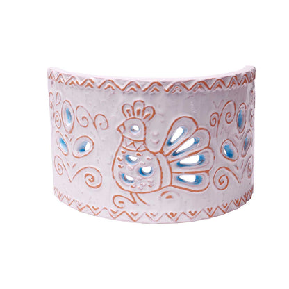 Applique Tegola con motivo pavoncella turchese, misura piccola - Artigianato Pasella
