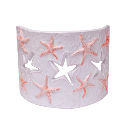 Applique Tegola con motivo stelle marine bianche e salmone, misura grande - Artigianato Pasella
