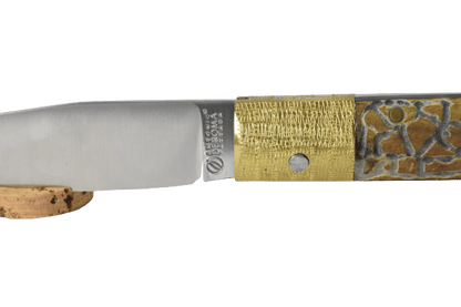 Coltelleria Deroma, originale Pattada, manico montone brunito e inciso - Artigianato Pasella