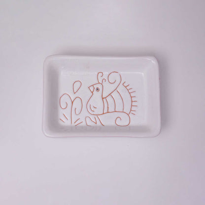 Set da bagno di 3 pezzi con motivo pavoncella bianca - Artigianato Pasella