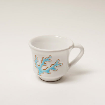 Set da caffè con motivo corallo celeste - Artigianato Pasella