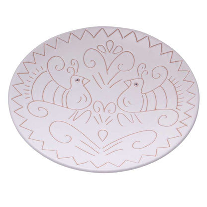 Set piatti con motivo pavoncella bianca - Artigianato Pasella