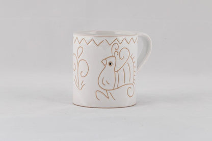 Tazza Mug con manico con motivo pavoncella bianca - Artigianato Pasella