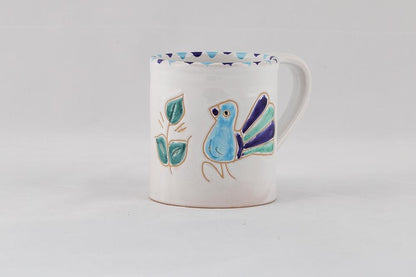 Tazza Mug con manico con motivo pavoncella turchese - Artigianato Pasella
