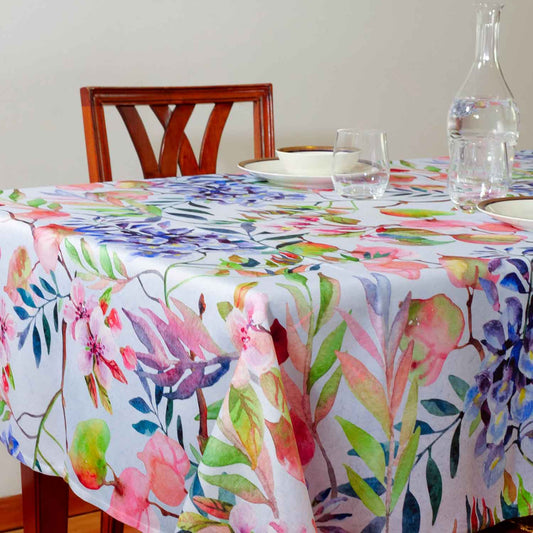 Tovaglia con decorazione fiori lilla - Artigianato Pasella